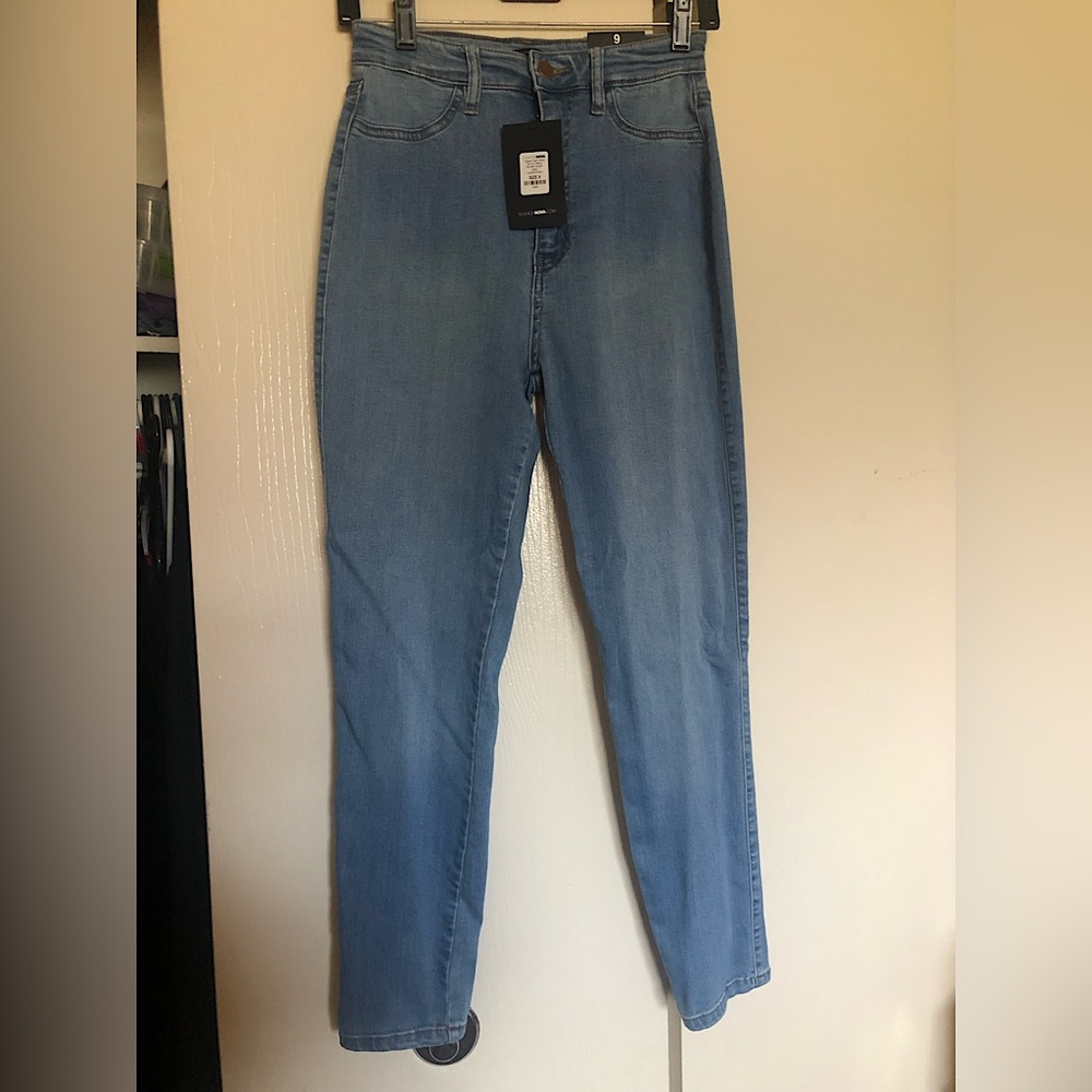FashionNova high waist skinny jeans. Short. Light blue. Size 9. Never been worn